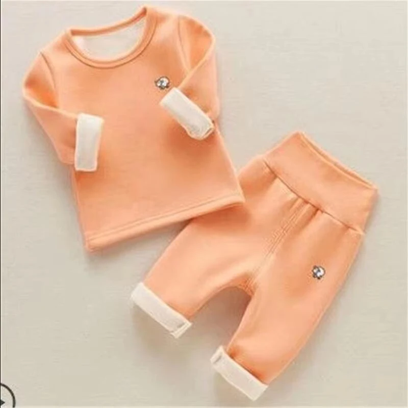 

Осенне-зимний комплект детского нижнего белья: мягкая теплая одежда для мальчиков и девочек, пуловер с круглым вырезом, однотонная детская футболка и брюки