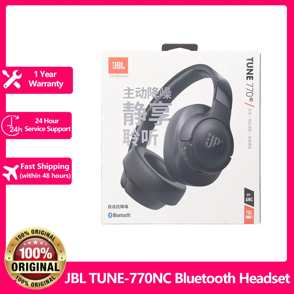 JBL TUNE 770NC-auriculares inalámbricos, cascos con Bluetooth 100%, reducción de ruido, batería de 55 horas, 5,0 originales