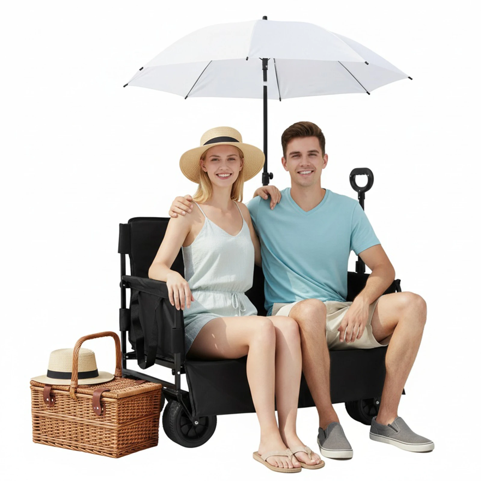 

Складная тележка с большими колесами, вместительная, для продуктов, сада и спорта