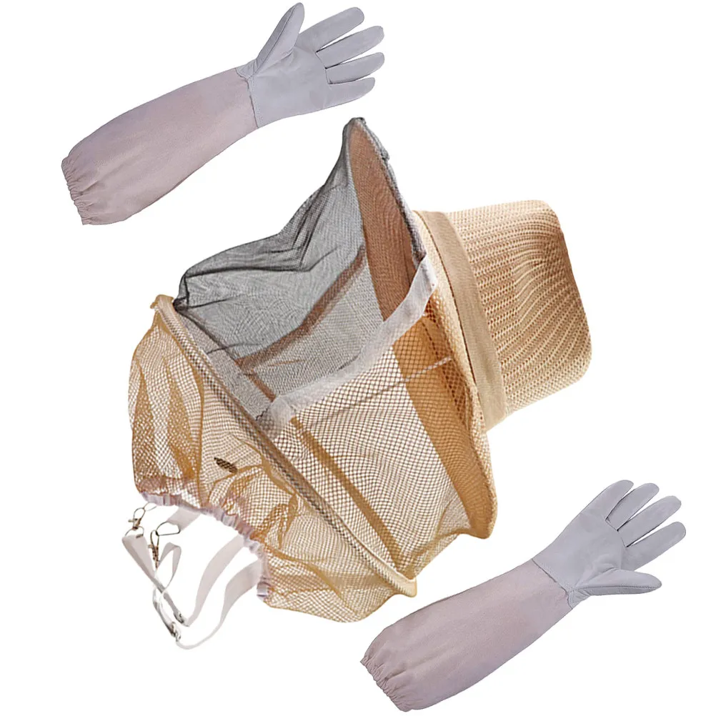 

Комплект: Защитная шляпа пчеловода с круглым воротником-вуалью, дышащая, от пчел, с перчатками для безопасного сбора меда