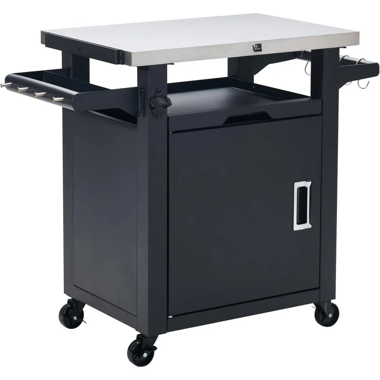 Deluxe Outdoor Grill Cart Rolling Table Cart Prep Station, 20