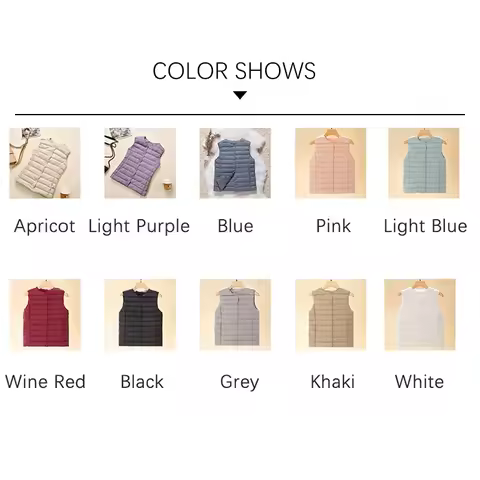 TFETTERS Winter Down Vest Women's New Slim Warm Vest Round Neck Lightweight White Down Vests for Women's Clothing Plus Size 4XL