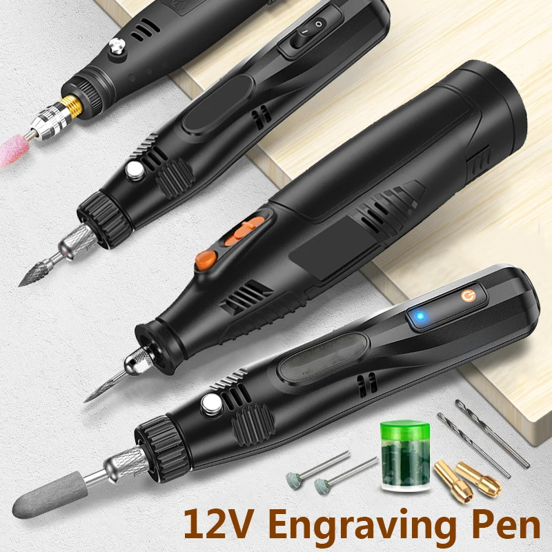 12V Mini Engraving Pen Wireless/Wired Electric Rotary Drill Power Tools Grinding Accessories Set For Jewelry Wood Dremel tools