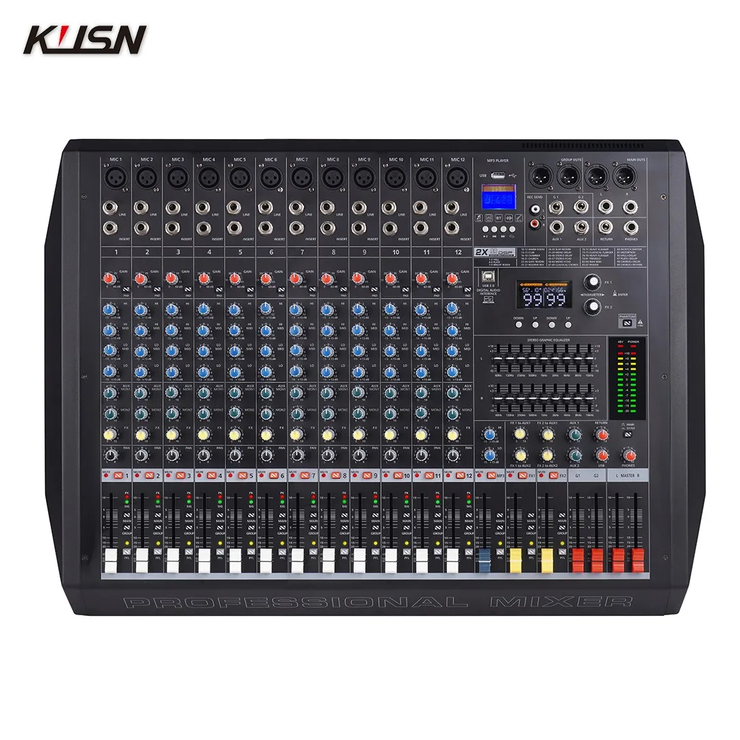 6 Channel Professional Digital Mixer Audio DJ Mixing Console Sound Mixer Console with 99 DSP Bluetooth MP3 USB