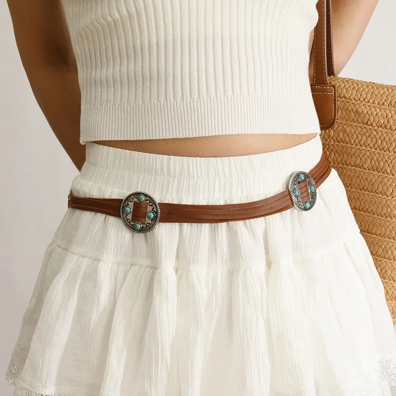 

Европейский и американский художественный круглый пояс, женский модный и универсальный, завязанный и перфорированный ремень, модные ремни