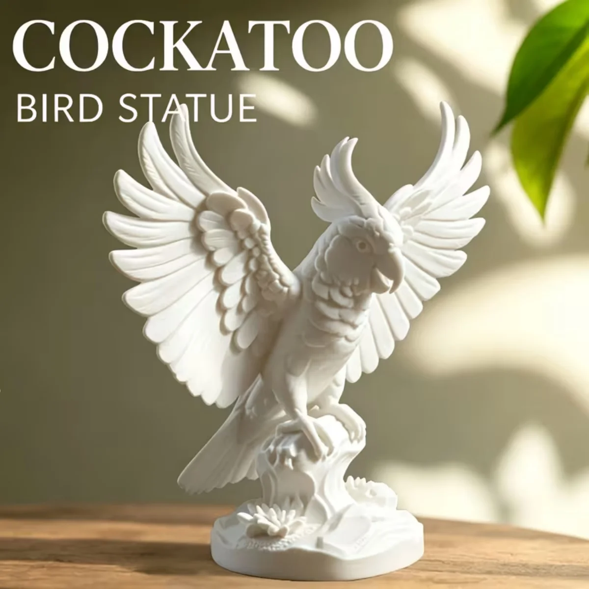 Newest 3D Printed White Cockatoo Statue Spread Wings Parrot Sculpture Desktop Home Decor Ornament