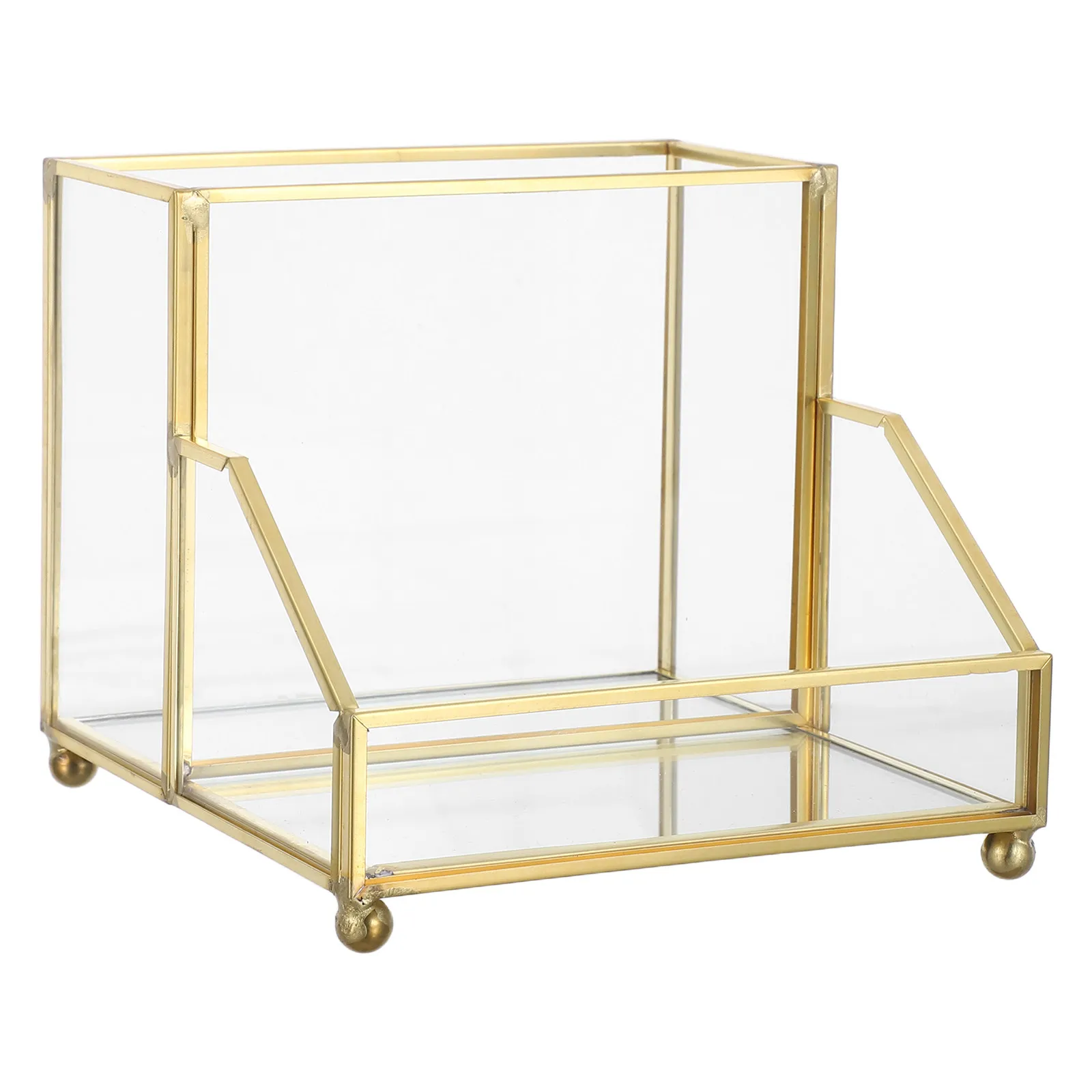 

Держатель для визитных карточек, элегантный органайзер для стола с золотой окантовкой, вертикальная подставка для хранения визиток для офиса