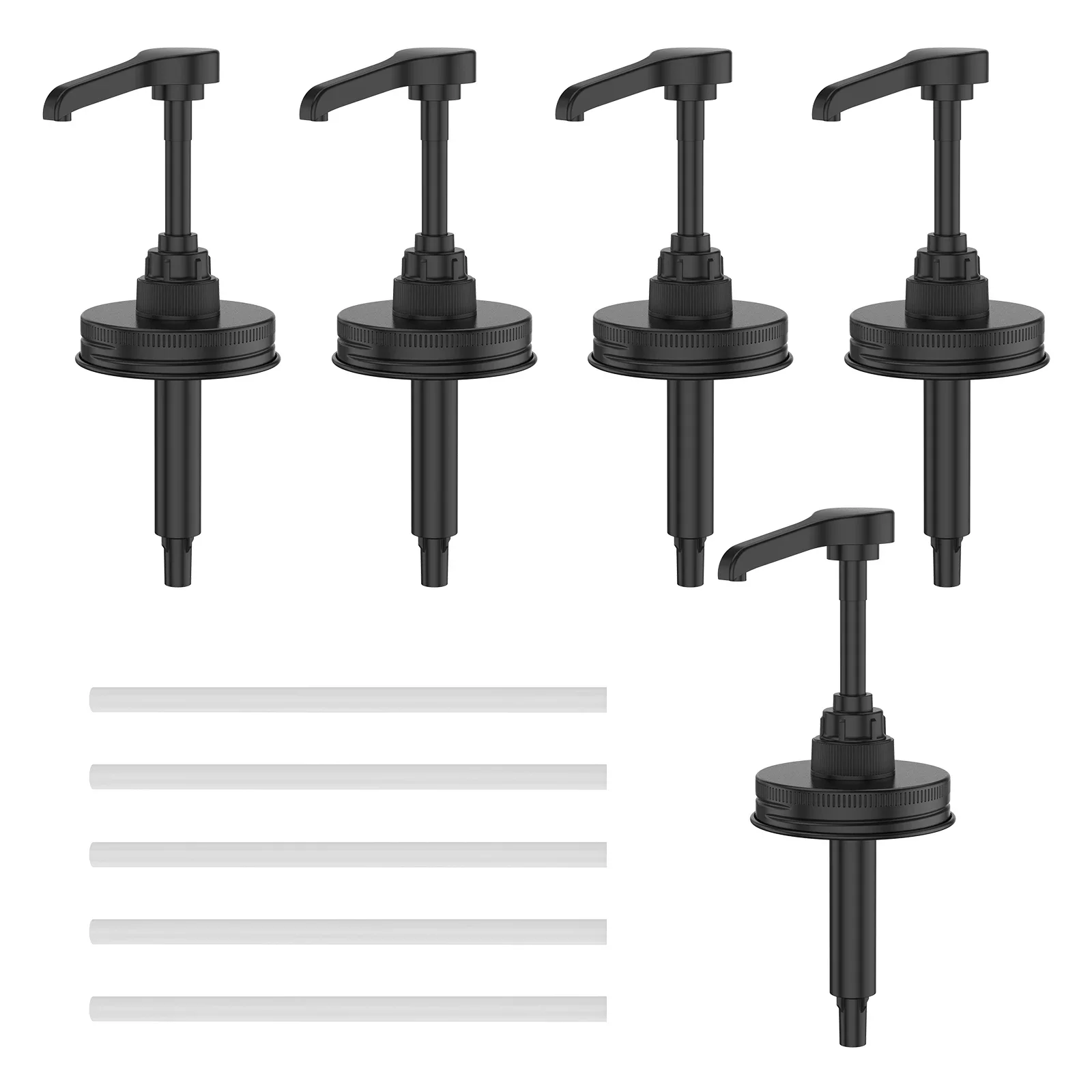 5Pcs Honey Sauce Dispenser Pump Lids Airtight Leak-Proof Stainless Steel Coffee Syrup Dispenser Pump for 16 OZ Regular Mouth