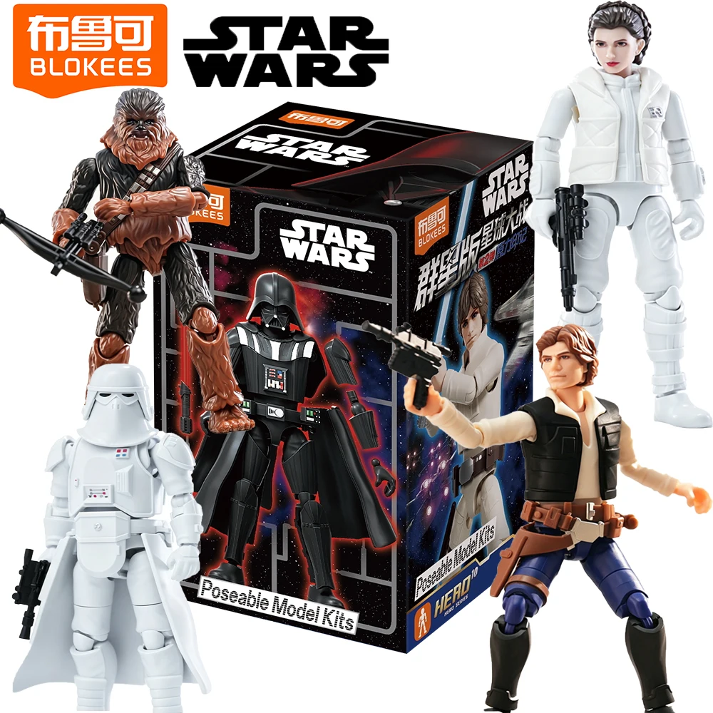 Genuine BLOKEES Star Wars Blind Box Darth Vader Luke Skywalker Princess Leia Anime Characters Movable Model Decoration Toys Gift