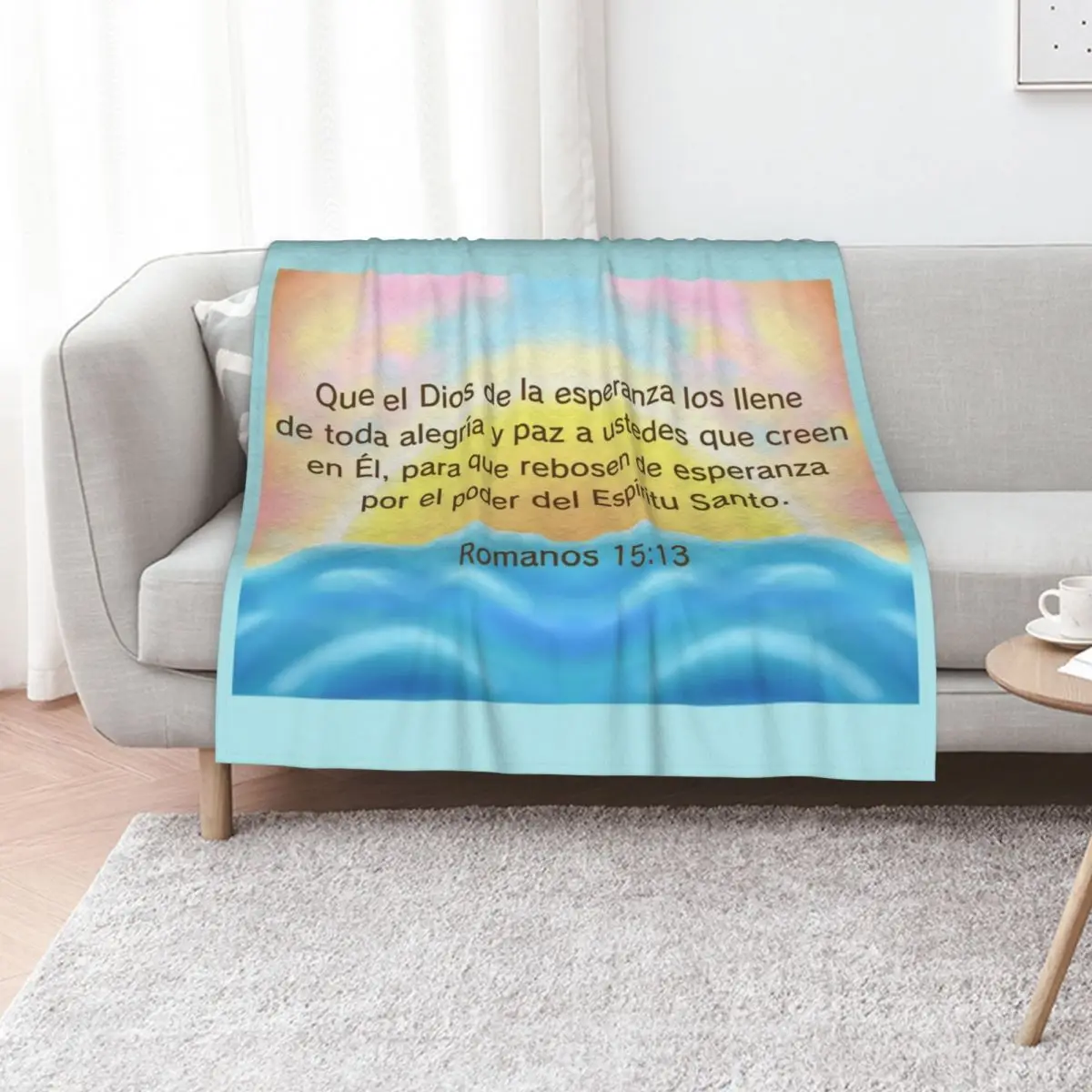 Alegre Colorida Puesta De Sol Con Versículo Bíblico Throw Blanket Picnic Thermal halloween Bed linens Blankets