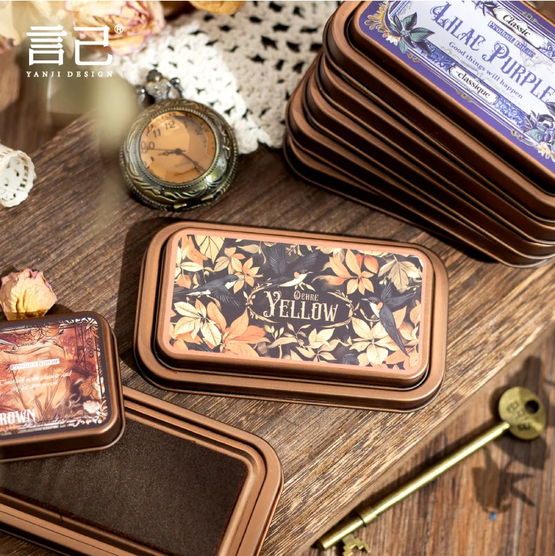 1Pc Medieval Legends Series Vintage Metal Box Quick Dry Stamp Pad for Journaling, Scrapbooking, DIY Cards, Postcards