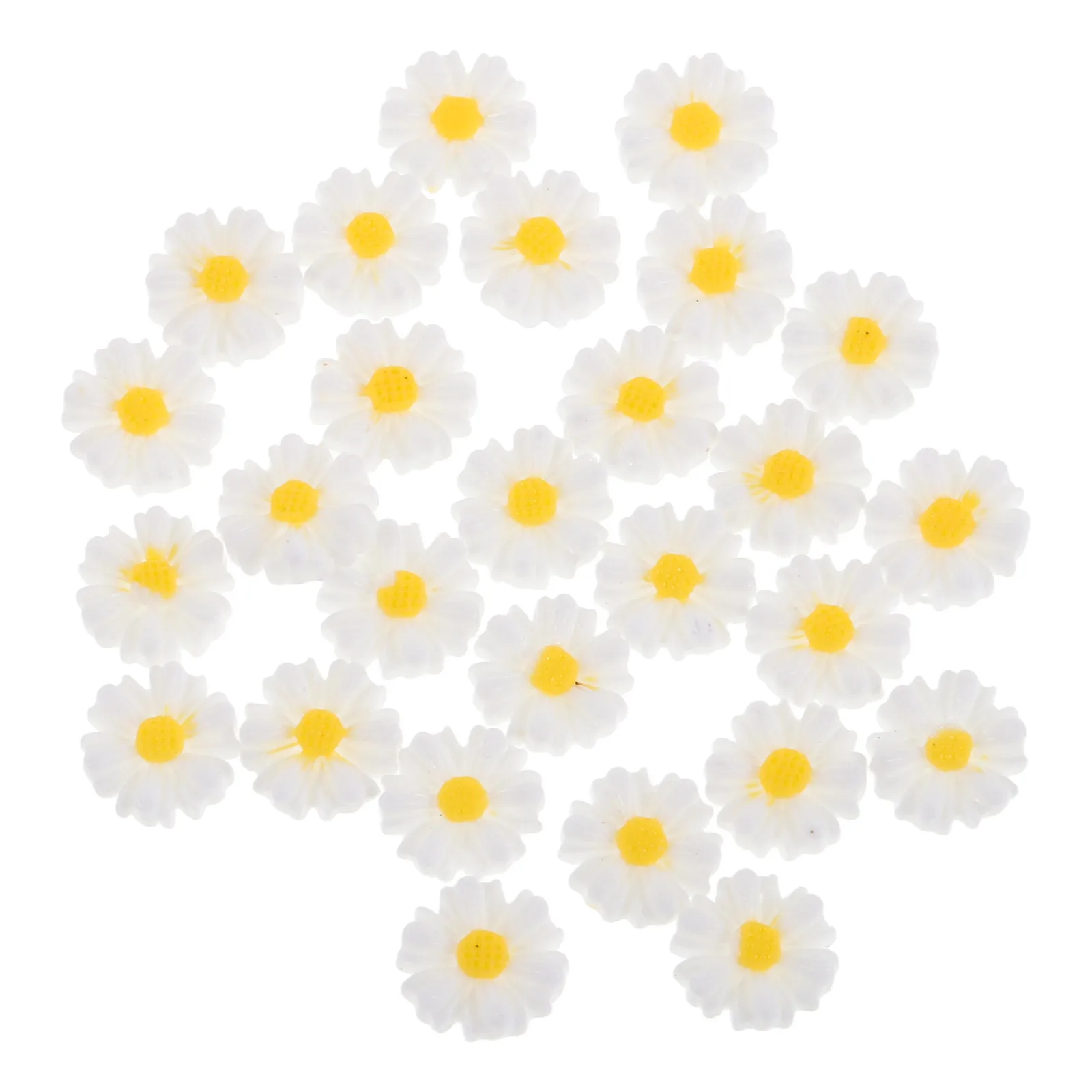 

50 Pcs Mini Daisy Decorations Artificial Resin Flowers for DIY Crafts Party Home Decor Charm Tiny nament Flatback