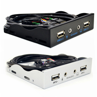 Hot Sale Front Panel Classic Delicate 9 Pin to 2 USB 2.0 HUB Floppy Bay HD Audio 3.5mm Jack Front Panel Rack Adapter