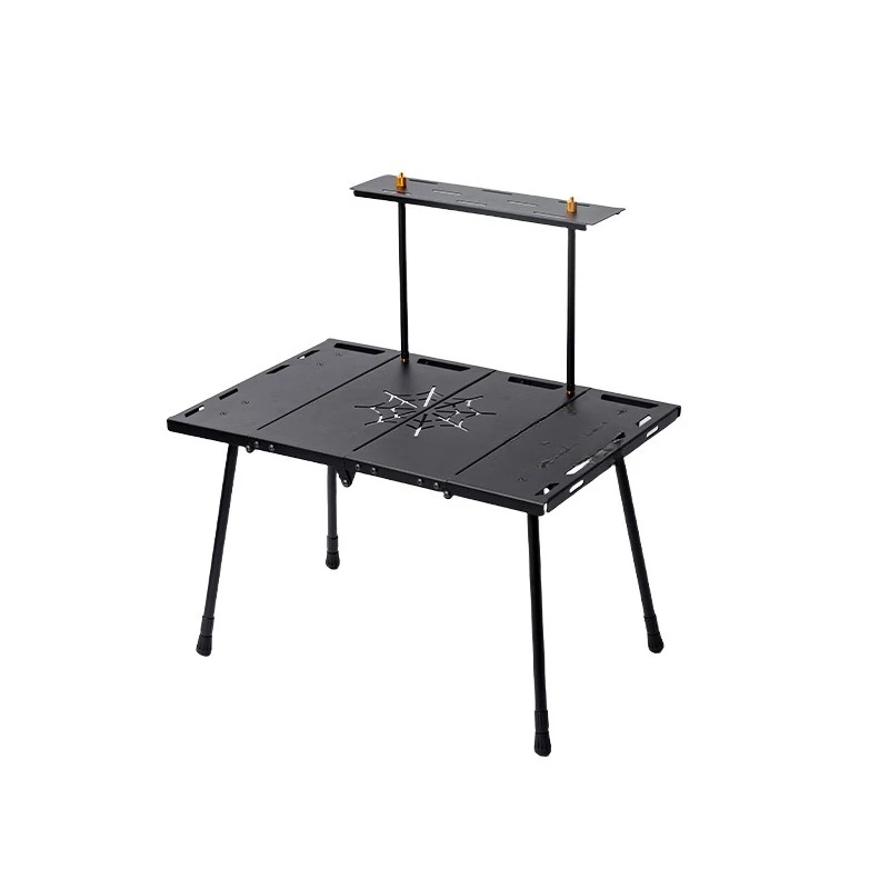 

Outdoor multi-function four-fold tactical folding table portable cycling camping aluminum alloy table with rack
