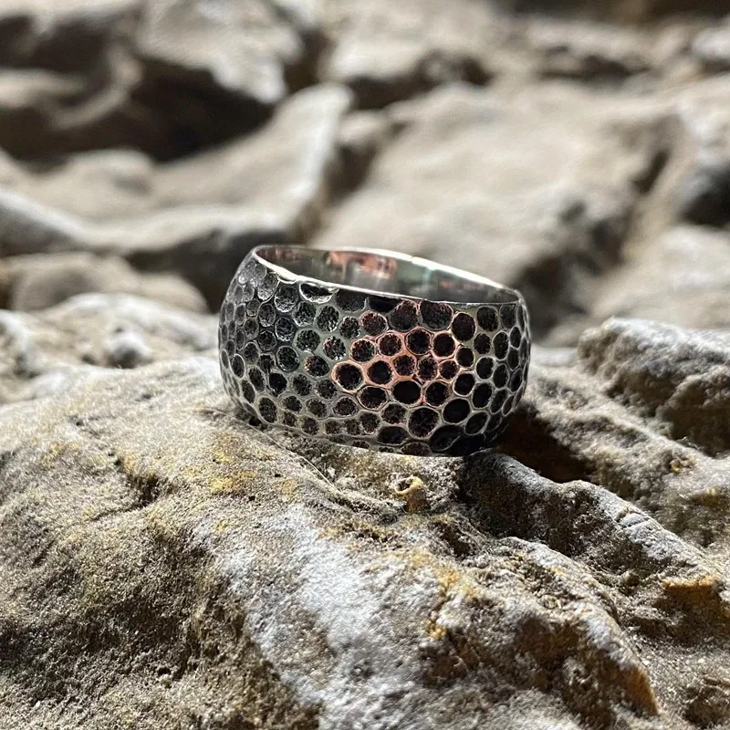 Nordic Vintage Cracking Circle Stainless Steel Point Unisex Ring Punk Party Gift For Mens Simple Rings Jewelry Wholesale Fashion
