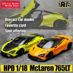 HPD 1:18 New McLaren 765LT Sports Car Alloy car Model Collection Gift Static display Holiday gift for boyfriend