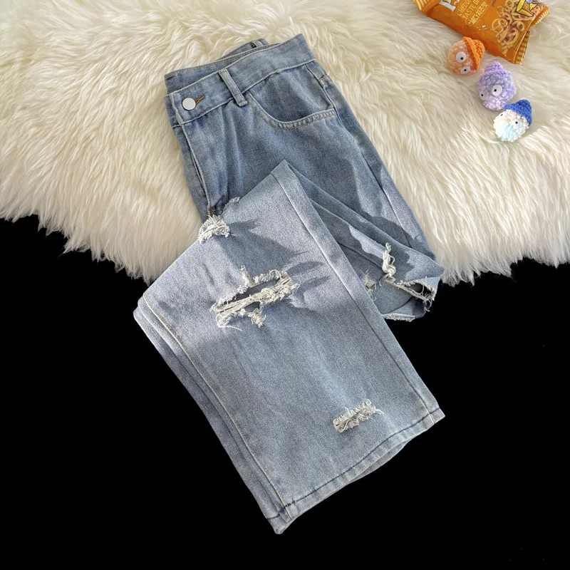 Jeans da uomo retrò chic streetwear a vita alta tutto-fiammifero stile coreano gamba larga Harajuku pantaloni in denim casual foro moda estiva