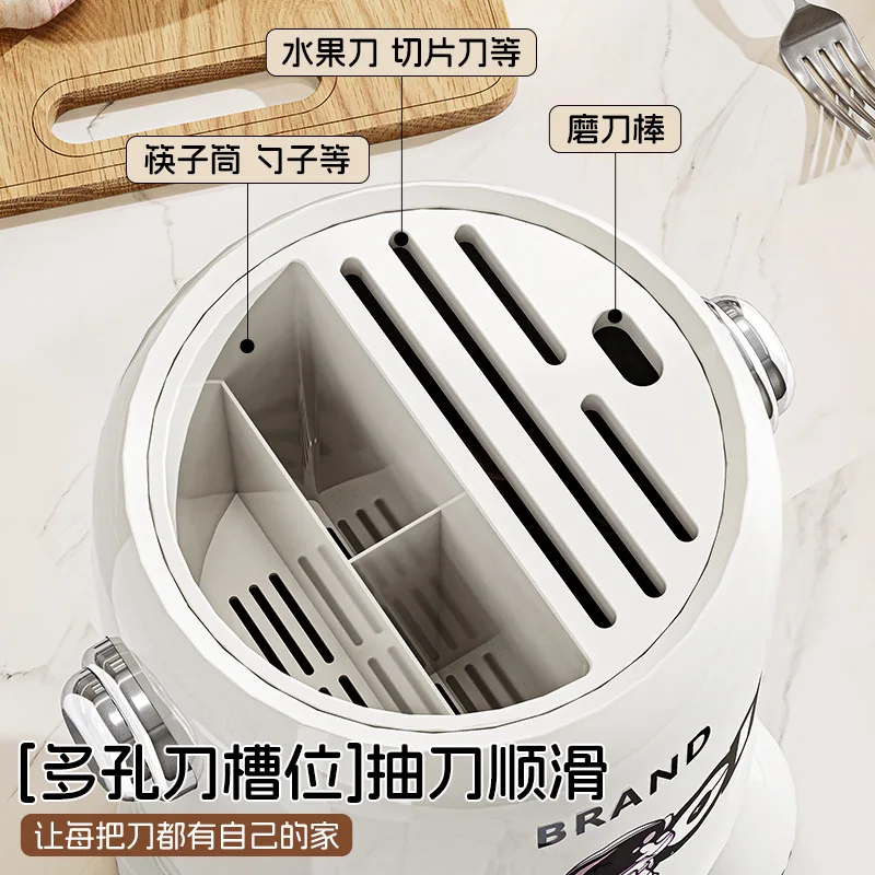 Knife holder for home kitchen creative cartoon tableware storage rack, with multi-functional chopstick holder for draining water