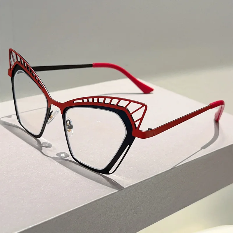 نظارات كبيرة الحجم بفيونكة مجوفة على شكل عين القطة مضادة للضوء الأزرق للنساء، ظلال إطار نظارات كمبيوتر شفافة على شكل فراشة من سبيكة عصرية جديدة #3