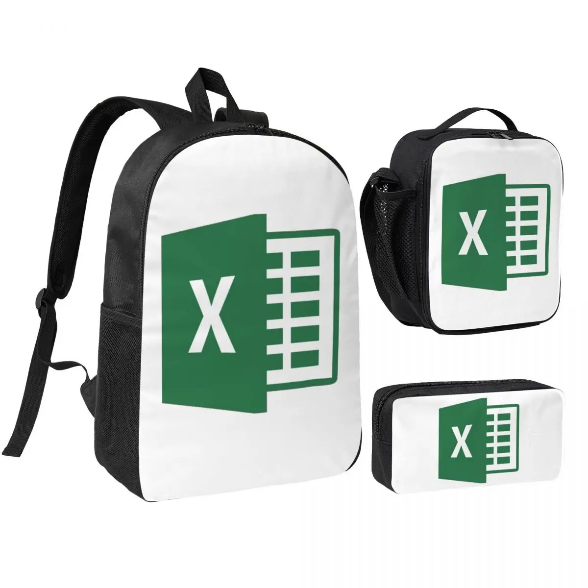 

Excel Backpack Student BookBag School Bag Shoulder Bags 3ps Insulated Lunch Bag Pencil Case