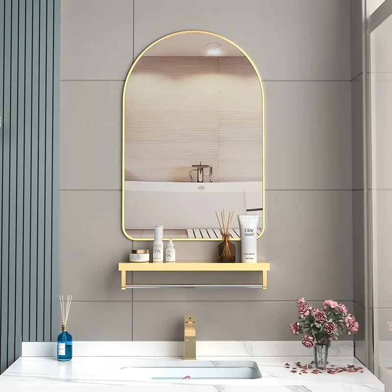 

19.5*23.5 Inches Bathroom Mirror Framed Mirror No Punching Wall-mounted Mirror High Definition Explosion-proof Wall-mounted