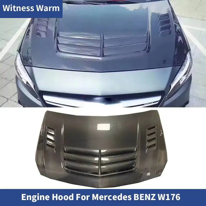 Capot avant de voiture en fibre de carbone, pare-chocs avant, capot moteur, couvercle pour Mercedes-Benz Classe A, W176, A45, Jas, A180, A260, 2013-2018