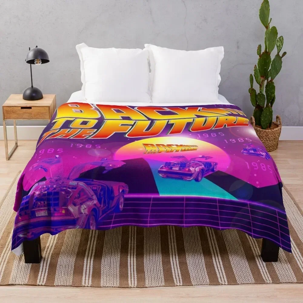 Back to the future, cool retro design with Delorean by Marty McFly, officially licensed fan art Throw Blanket