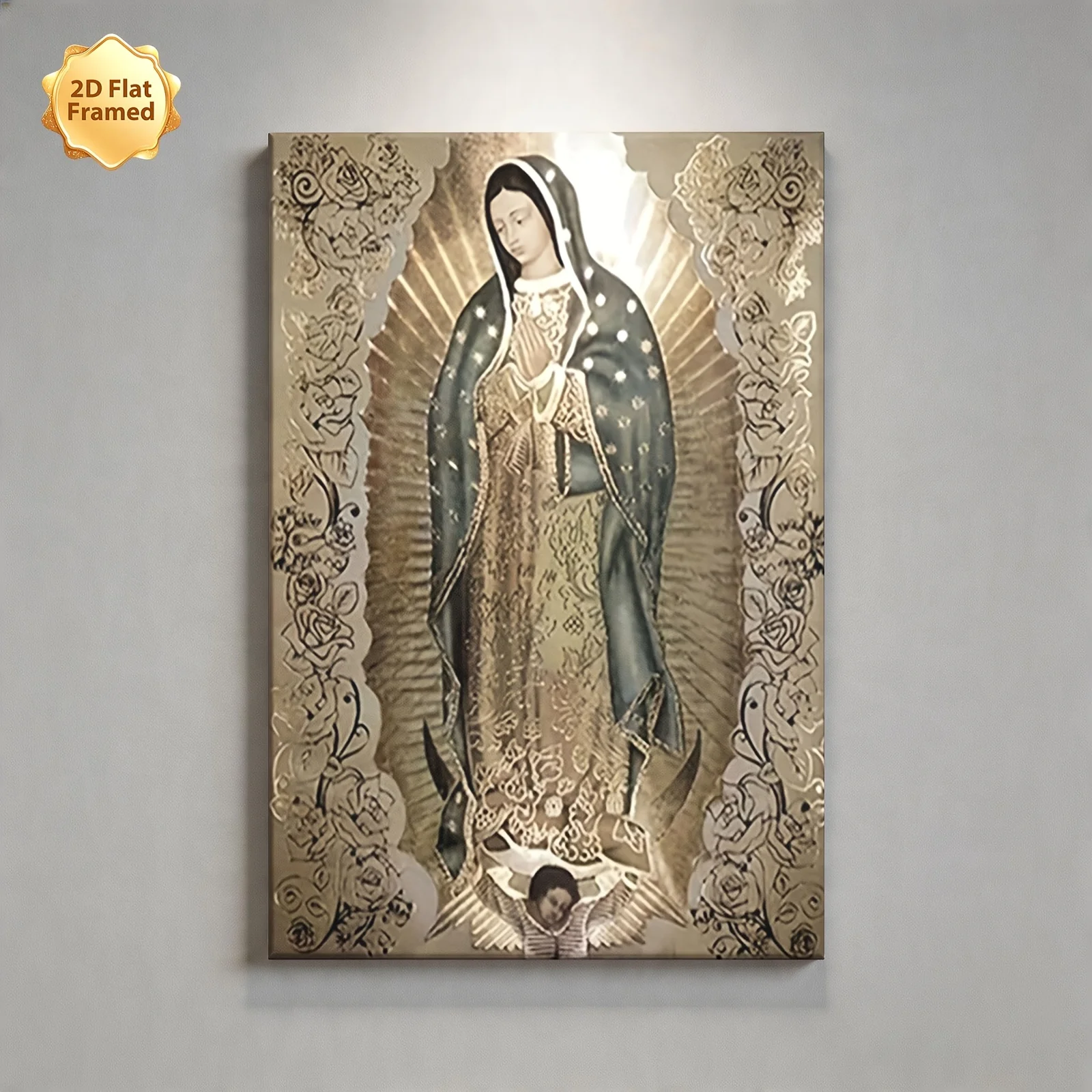 (No frame)2D Flat, 1pc, Framed 2D Flat Canvas Print, Our Lady of Guadalupe Religious Artwork, Ideal for Decorating Living Roo