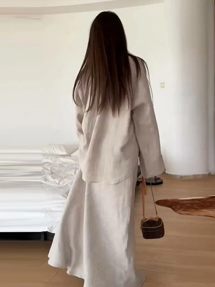 المرأة قطعتين قميص التنانير دعوى التلبيب كم كامل واحدة الصدر أعلى ثنيات تنورة طويلة الصيف سيدة جديدة السببية مجموعة