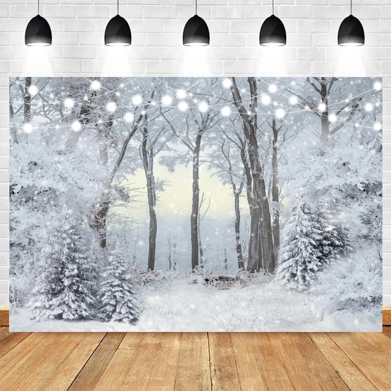 Snowy Winter Forest Tapestry Snowman Reindeer Xmas Decor Print Wall Hanging New Year Christmas Theme Shooting Backdrop