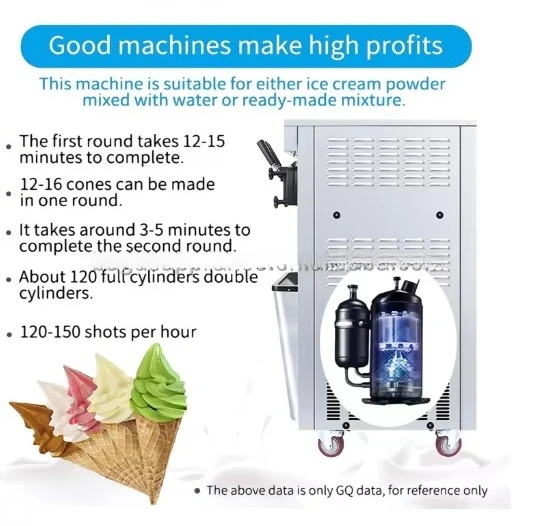 2000W Stand Soft Serve Ice Cream Maker With 3 Flavors Automatic Commercial Ice Cream Machine for Milk Tea Shop