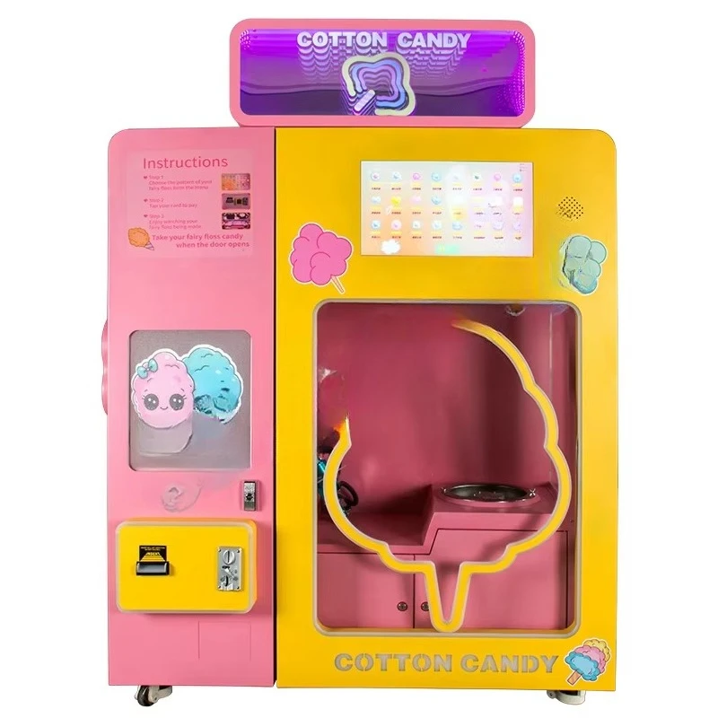 Small Commercial Automatic Electric Cotton Candy Vending Machine for Coin Pusher for Food & Beverage Store Coin Operated Games