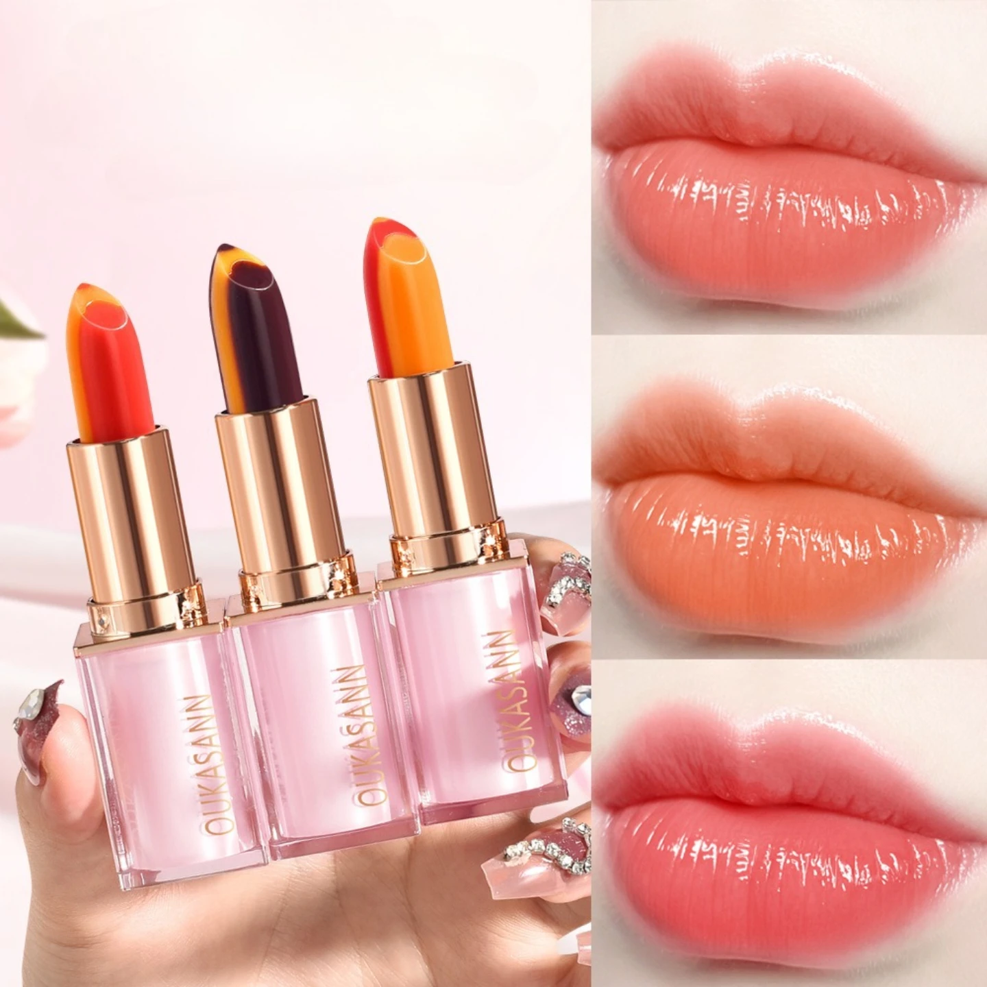 Temperature-changing lip balm moisturizing long lasting non-stick cup discoloration improve complexion lipstick Makeup