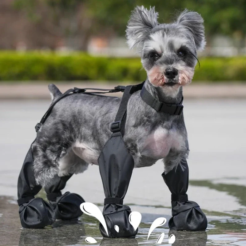 Waterproof Anti-drop Dog Shoes Outdoor Pet Shoes Schnauzer Poodle French Bulldog Boots Reflective Adjustable Dogs Accessories