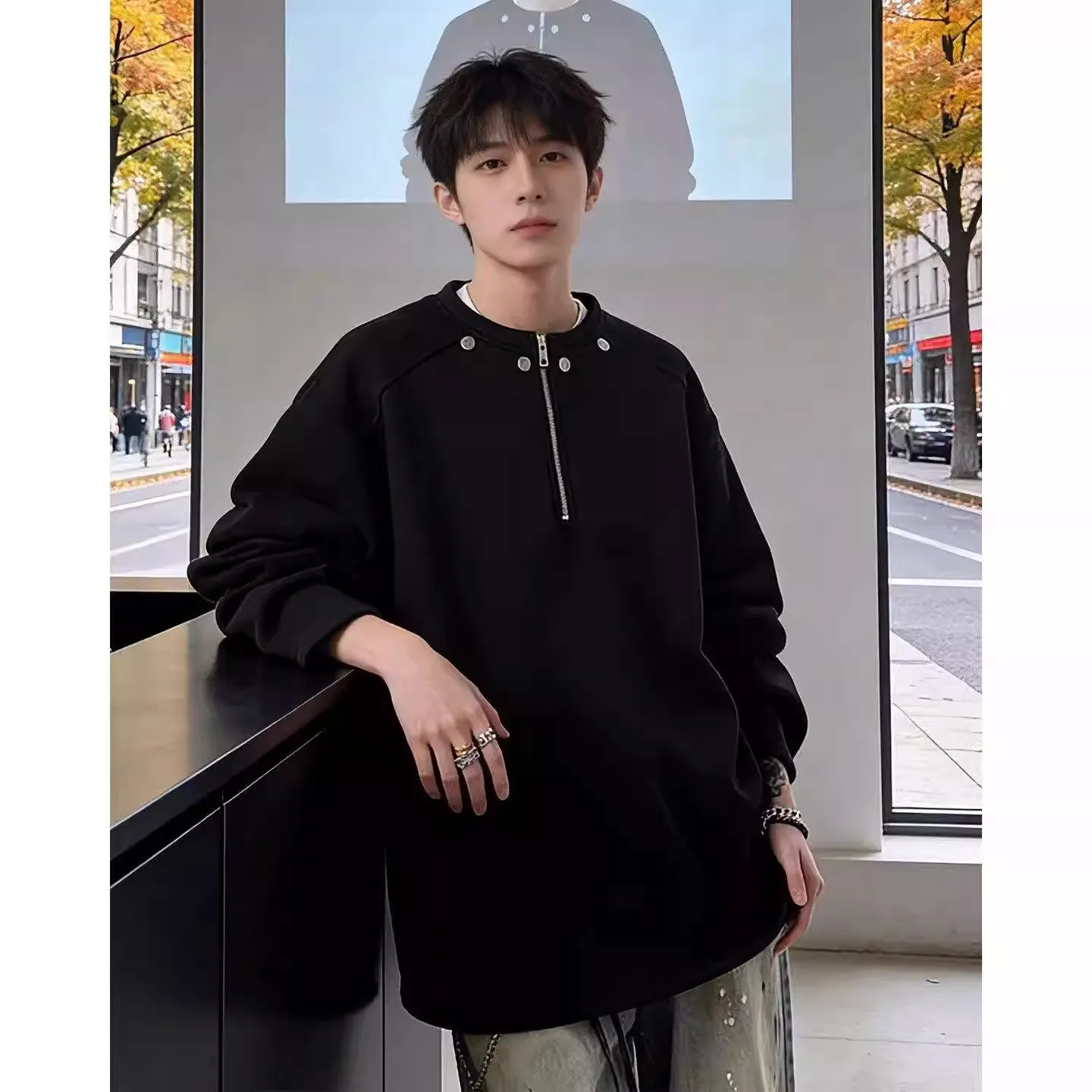 

Мужская толстовка Black Summer большого размера (до 300 фунтов) с короткой молнией, длинным рукавом, свободным кроем на плечах, дышащая, из полиэстера