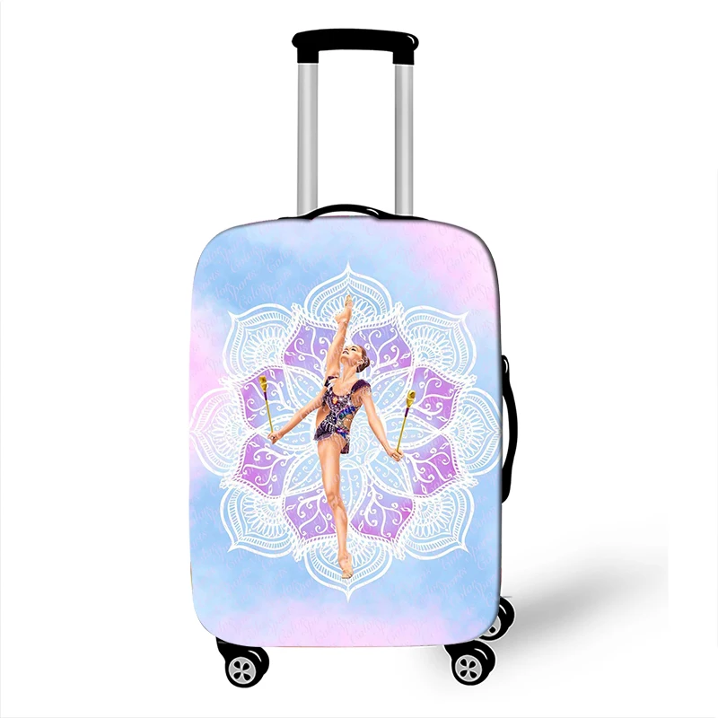 Funda de equipaje con estampado artístico de gimnasia rítmica para mujer, Maleta antipolvo, accesorios de viaje, cubierta elástica con cubierta de carrito