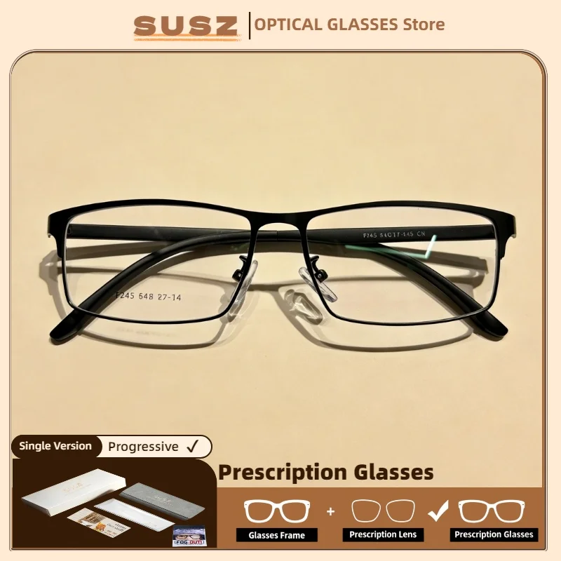 

SUSZ Fashion Square Pure Titanium Frame Simple Design Men's Anti-blue Light Glasses Can Be Customized Prescription