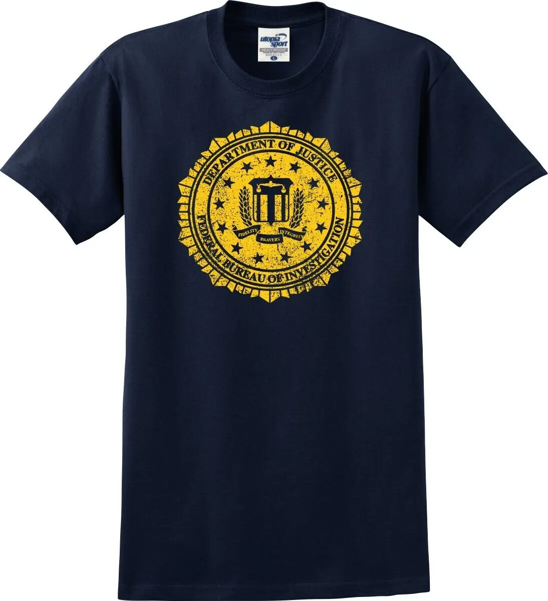 FBI Seal Full Chest Distressed Unisex T-Shirt Adult Regular Fit O-Necked Tees Cotton Men's Printed Tops