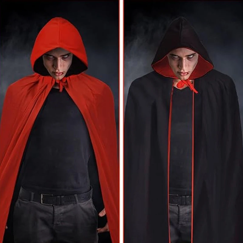 

Halloween Hooded Cloak New Unisex Robe Long Cape Vampire Cosplay Costume Prop Party Performance Supplies Holiday Decoration ﻿