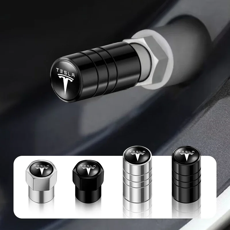 4pcs/set Metal Sticker Car Wheel Tire Valve Caps Stem Case Covers for Tesla Model S 3 X Y Smart Fortwo Forfour 453 451 450