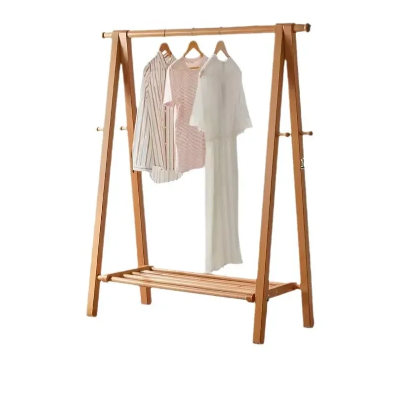 

Solid wood coat rack hanger floor-to-ceiling bedroom household hanger