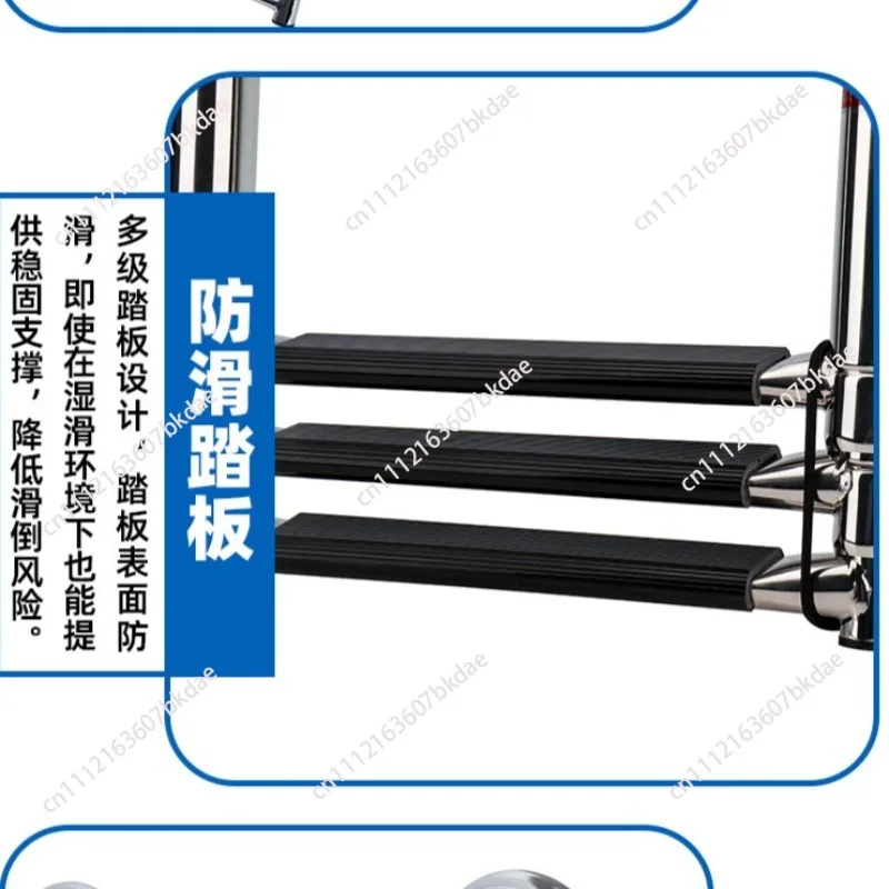 Boat stainless steel ladder gangway telescopic three arched non-slip marine hardware yacht escalator