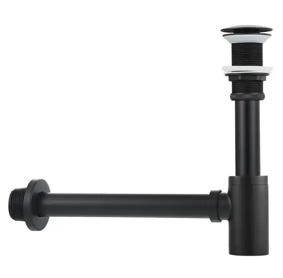 Bathroom Basin Sink Bottle P-Trap Waste Pipe Drain Tube Set With No Overflow Pop up Stopper