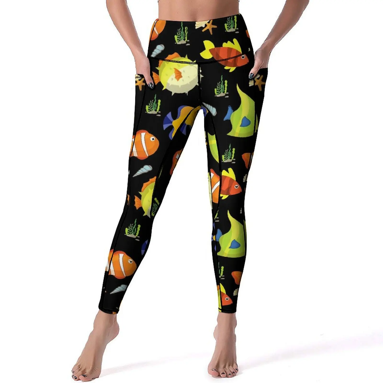 

Sea Fish Print Yoga Pants Sexy Tropical Animal Graphic Leggings Push Up Fitness Leggins Female Funny Quick-Dry Sports Tights