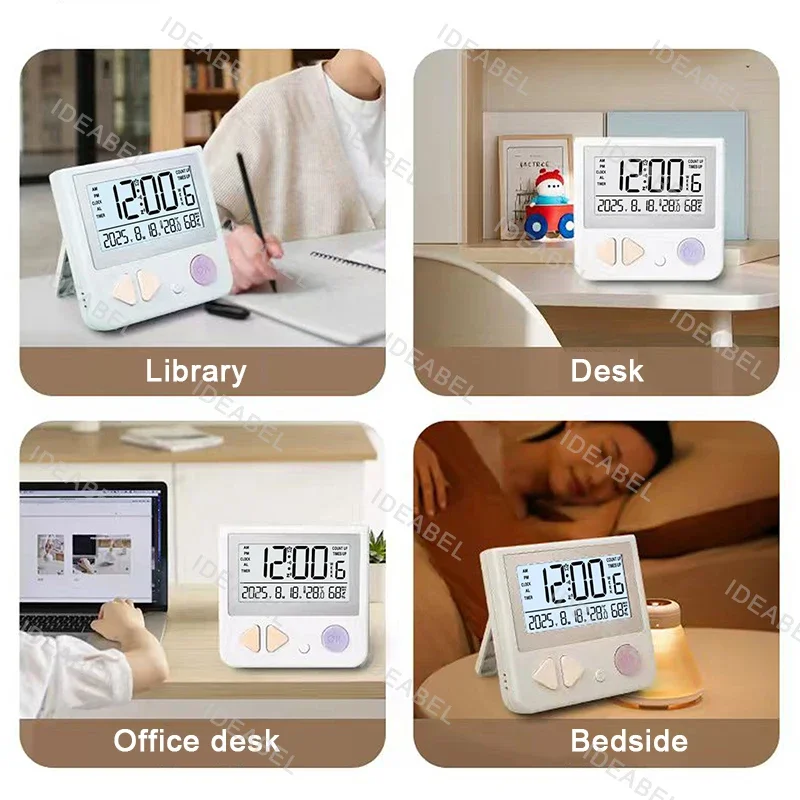 Portable Smart Alarm Clock Children's Timer Temperature and Humidity Display Luminous Kitchen Timer Children's Alarm Clock
