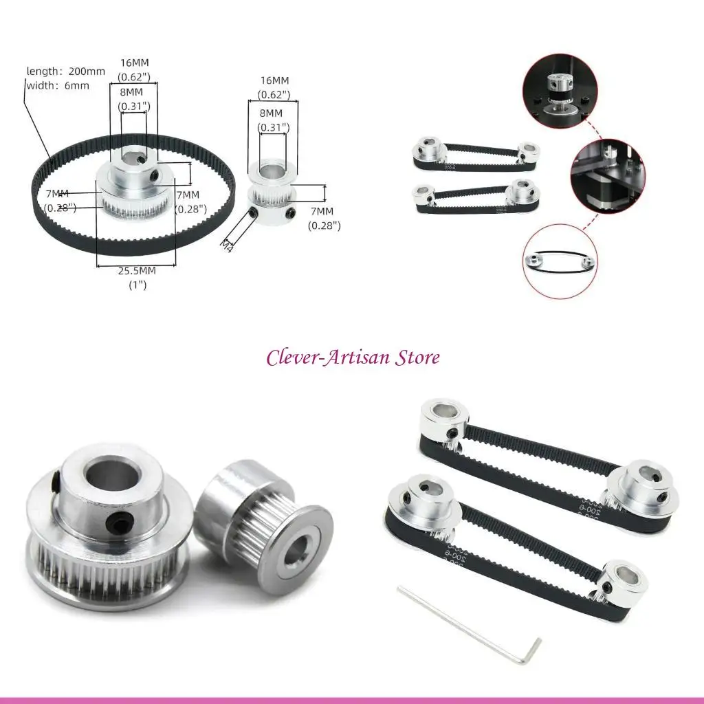 

E06B, комплект из 2 предметов, 2GT, алюминиевый зубчатый шкив, 20 и 36 зубьев, диаметр 6,35 мм, синхронное колесо