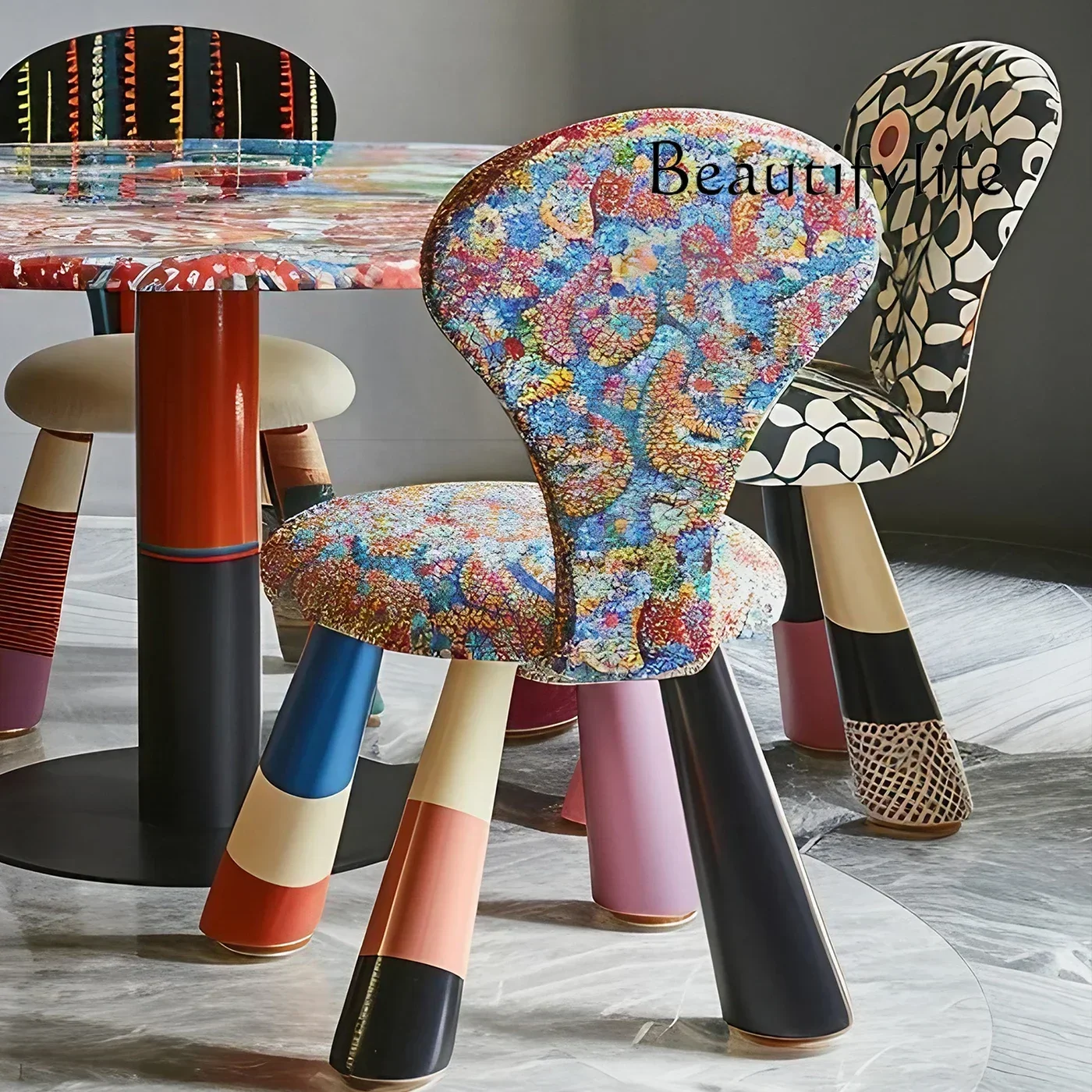 

J solid wood color single chair Color original design art dining table dining chair creative furniture