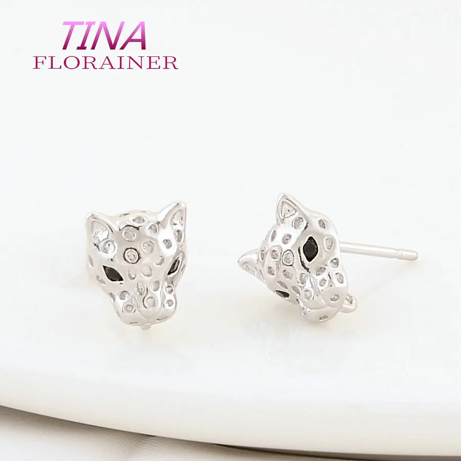 6PCS 7.5*9MM 24K Gold Color Brass with Zircon Leopard Shape Stud Earrings Pins Jewelry Making Supplies Diy Findings Accessories