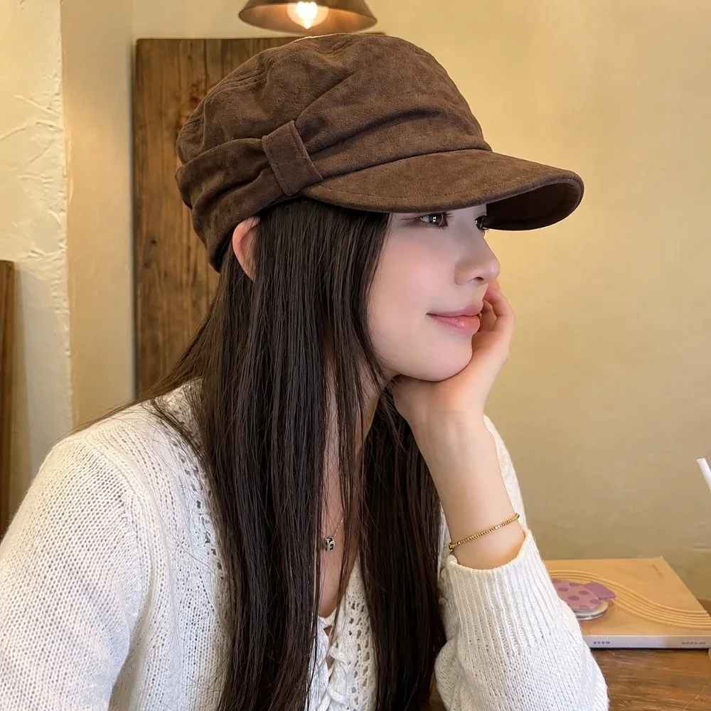 Warm Ruched Equestrian Hat Wind Resistant Adjustable Inner Band Japanese Minimalist Hat Large Head Size Crinkle Pleated