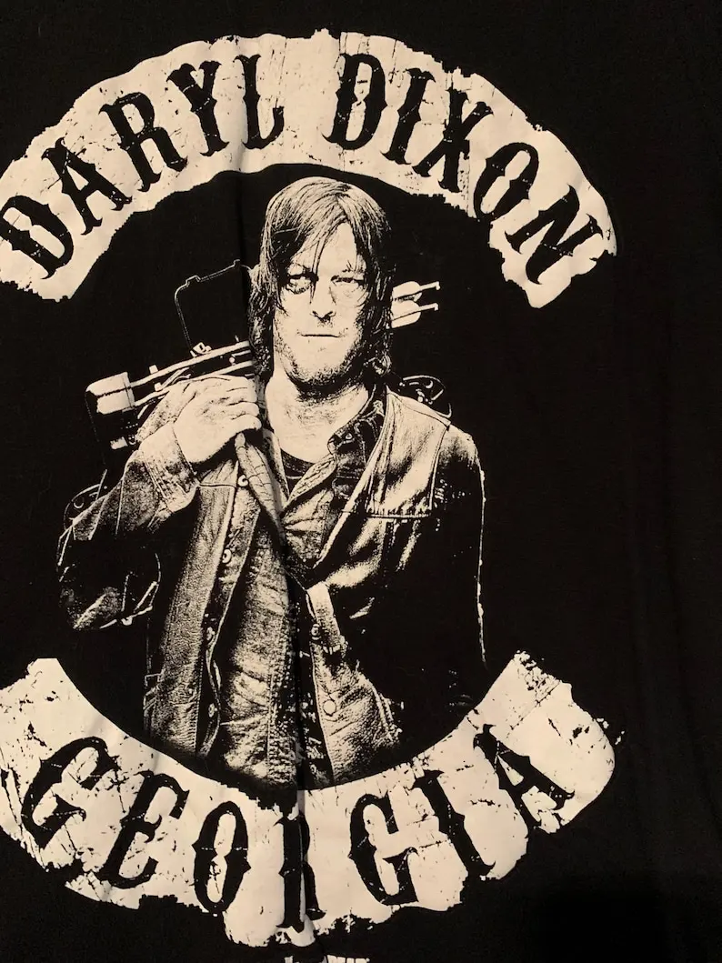 Vintage DARYL DIXON GEORGIA The Walking Dead Size S Black Short Sleeve Tee